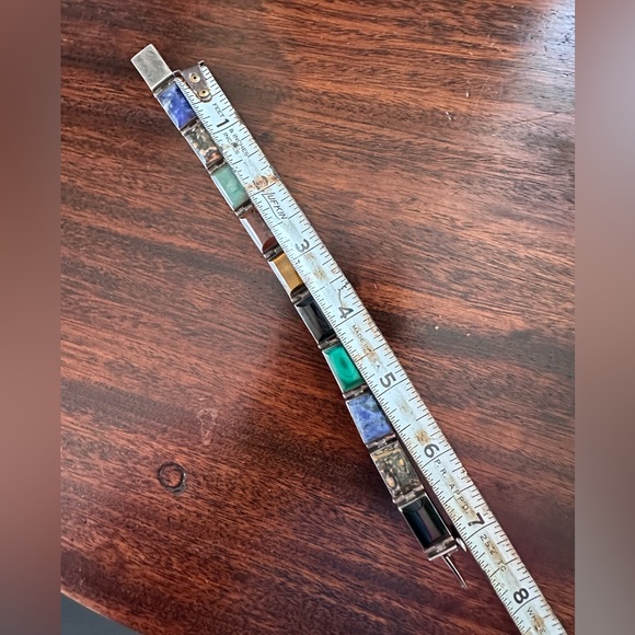 Vintage Taxco Multicolor Stone Bracelet set in Silver - Picture 9 of 10